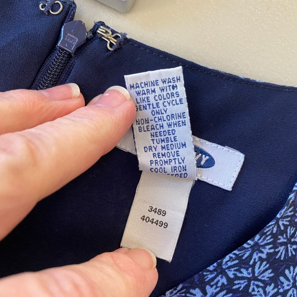 Vintage 90s Old Navy Maxi Dress Womens 6 Blue Dark Floral Dainty Cottage Sheath - Picture 11 of 12